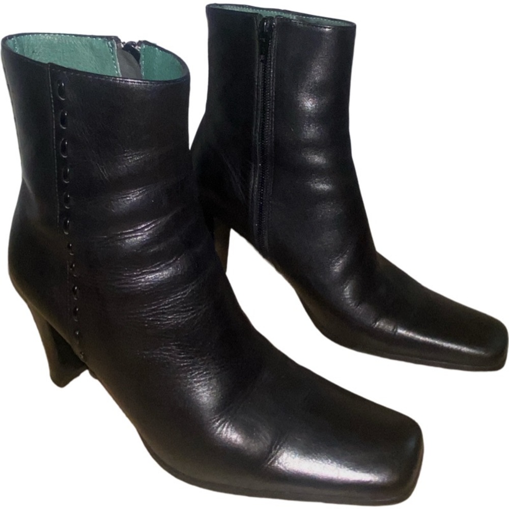 Vintage Black Square Toe Booties